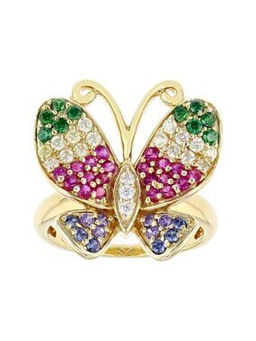 Bella Luce Multi Gemstone 18K Yellow Gold Plated Sterling Silver Butterfly Ring